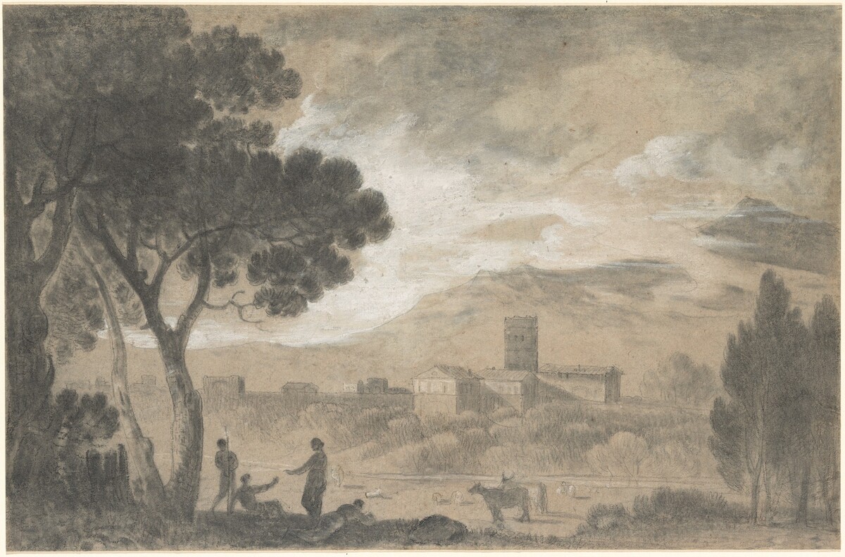 A View in Italy with Mountains in the Distance by Richard Wilson
