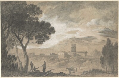 A View in Italy with Mountains in the Distance