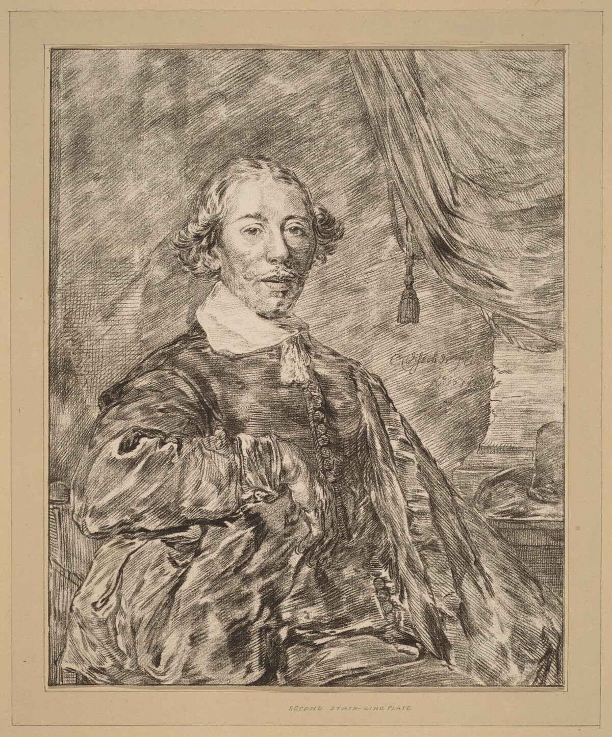 Portrait of a Seated Man by Cornelis Ploos van Amstel (editor) and Johannes Kornlein (printmaker), after Cornelis Visscher