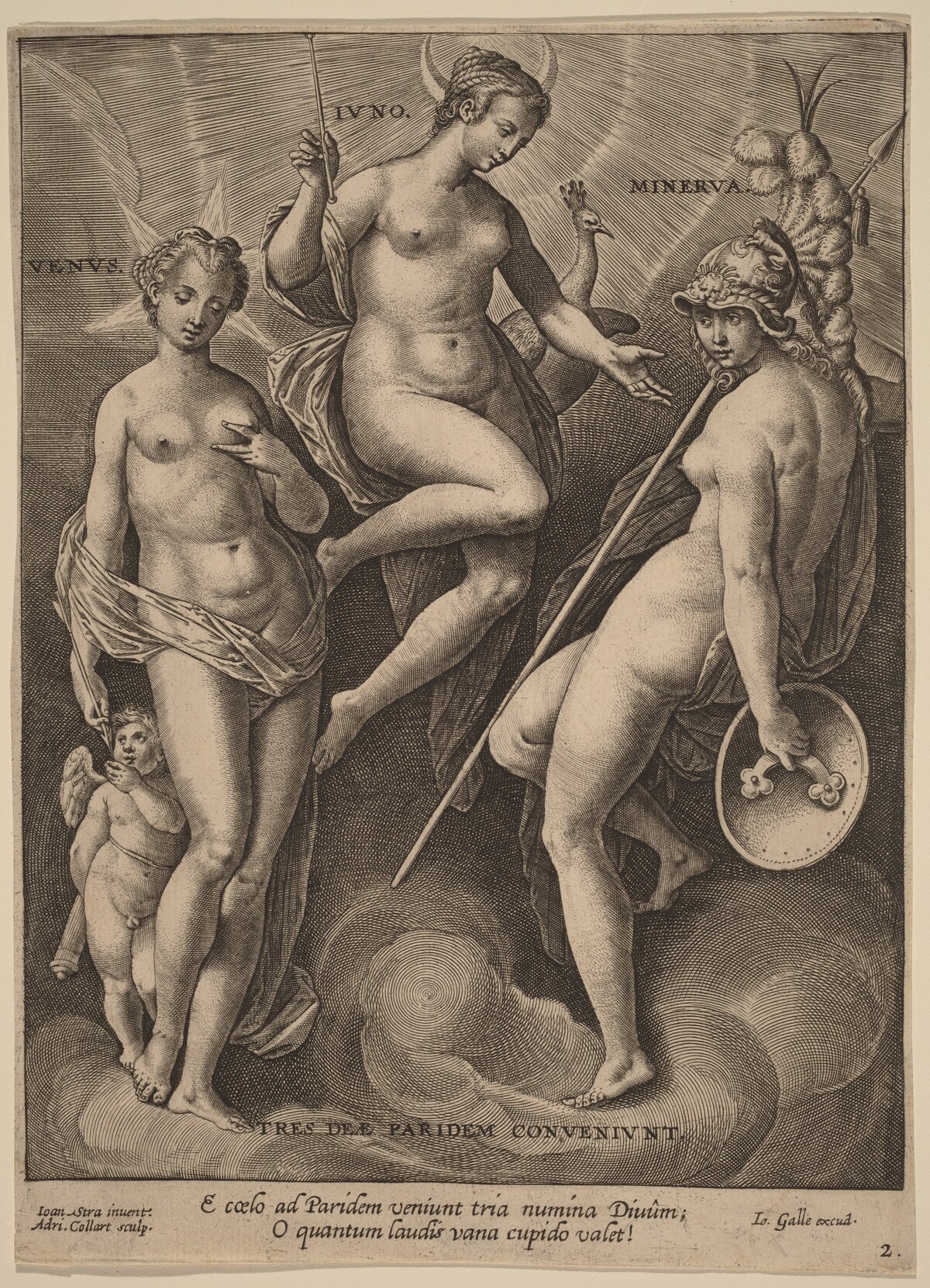 Venus, Juno and Minerva by Adriaen Collaert after Jan van der Straet