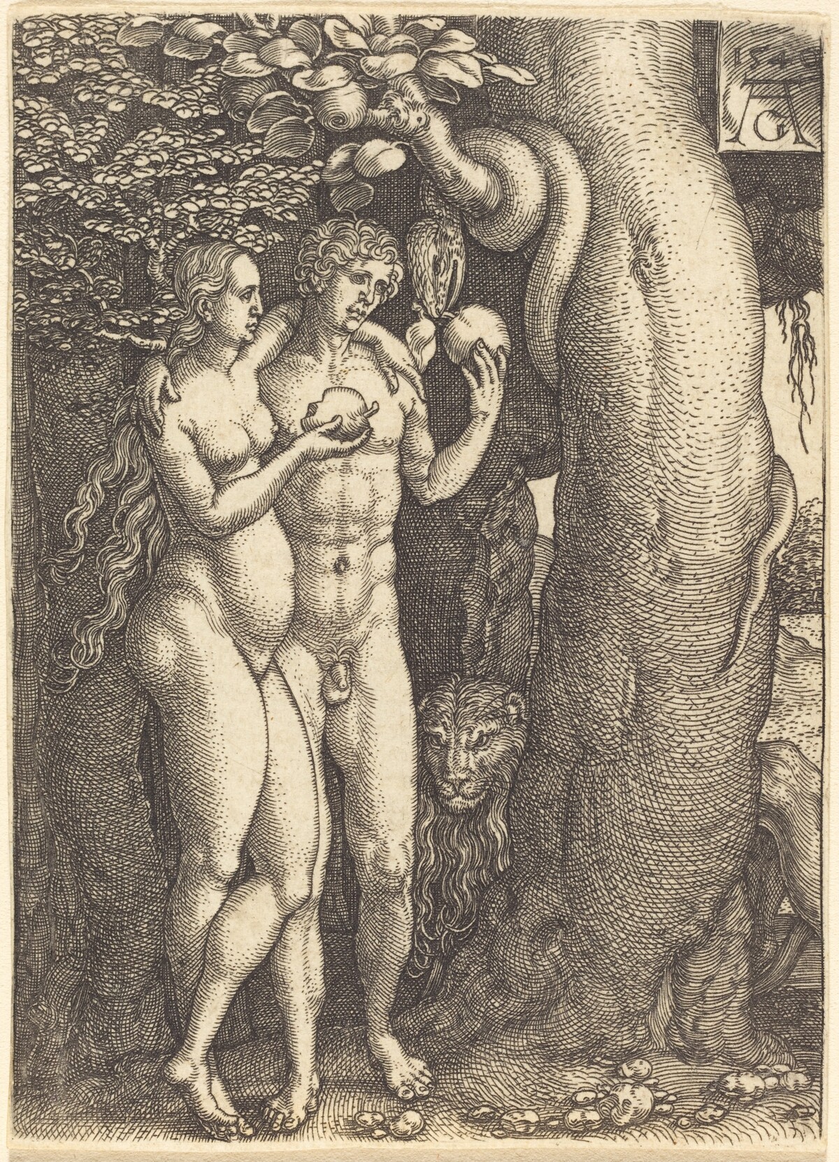 The Temptation by the Snake by Heinrich Aldegrever