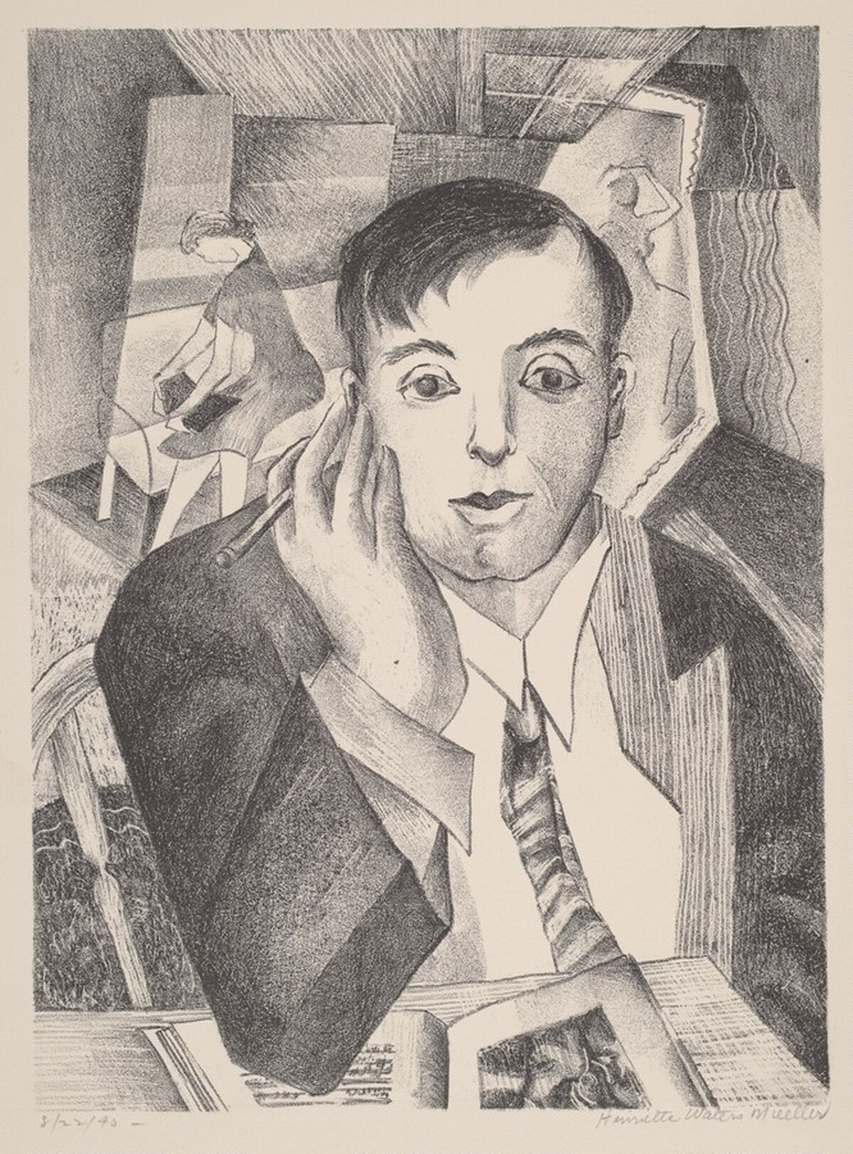 Untitled (Man at Desk) by Henrietta Waters Mueller