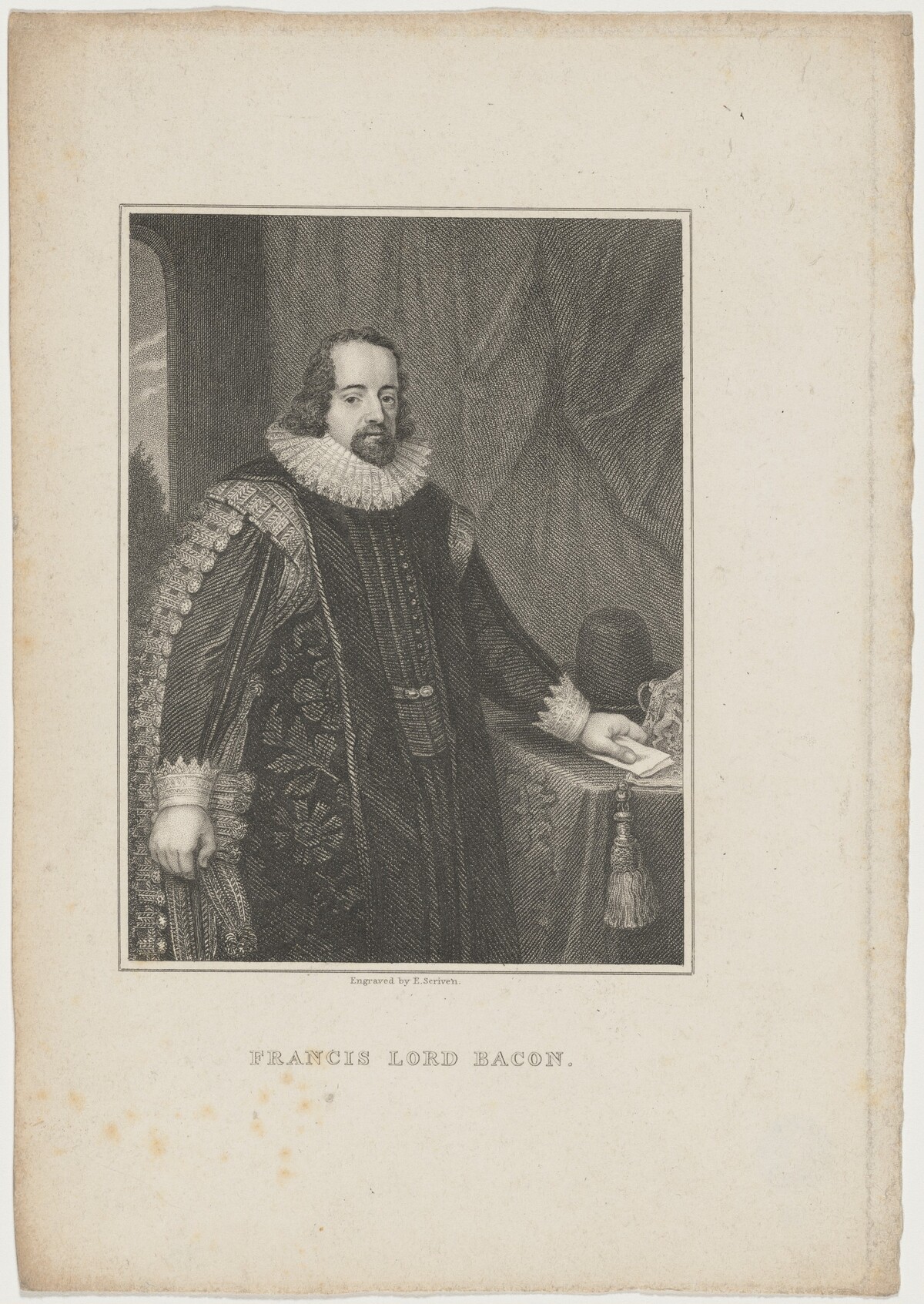 Francis, Lord Bacon by Edward Scriven after Paulus van Somer I