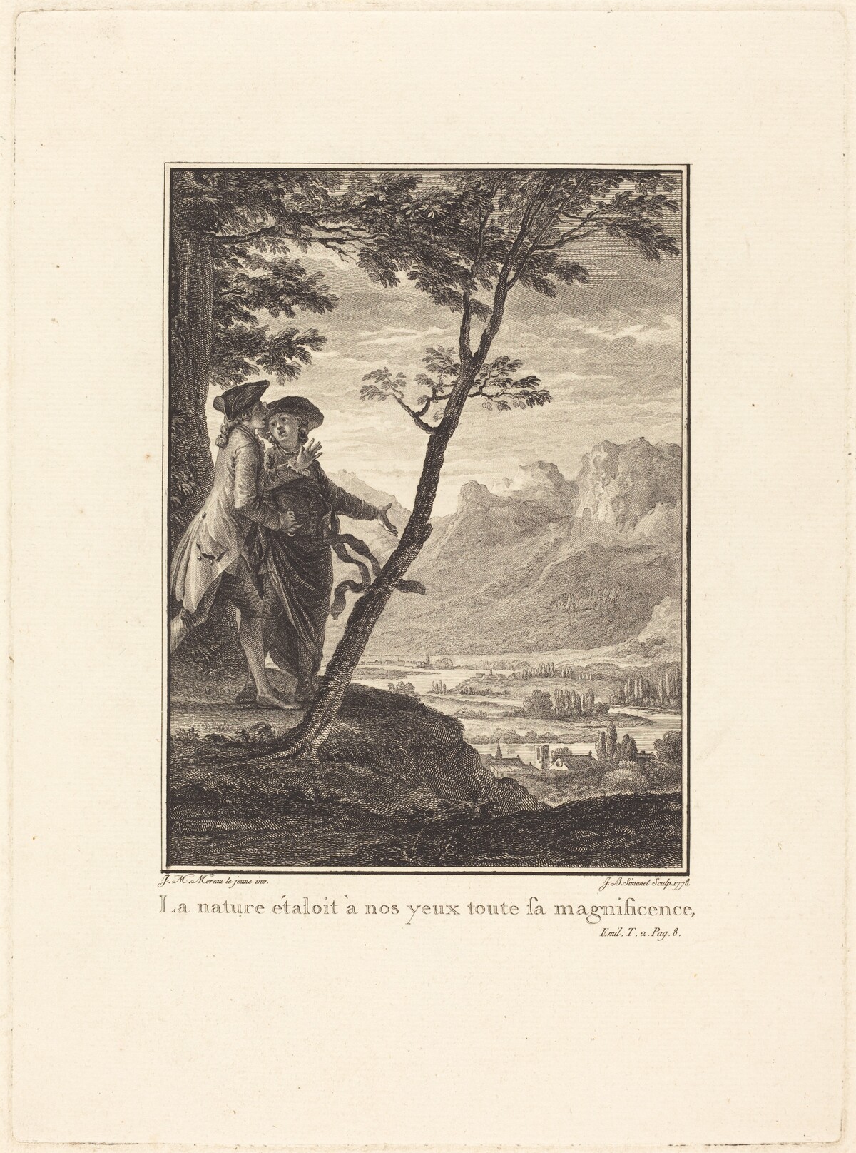 La nature étaloit à nos yeux toute sa magnificence by Jean-Baptiste Blaise Simonet after Jean-Michel Moreau