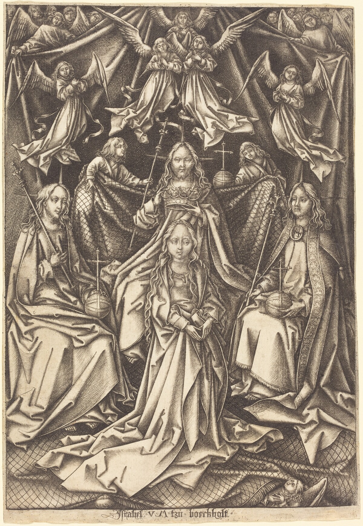 The Coronation of the Virgin by Israhel van Meckenem after Hans Holbein the Elder