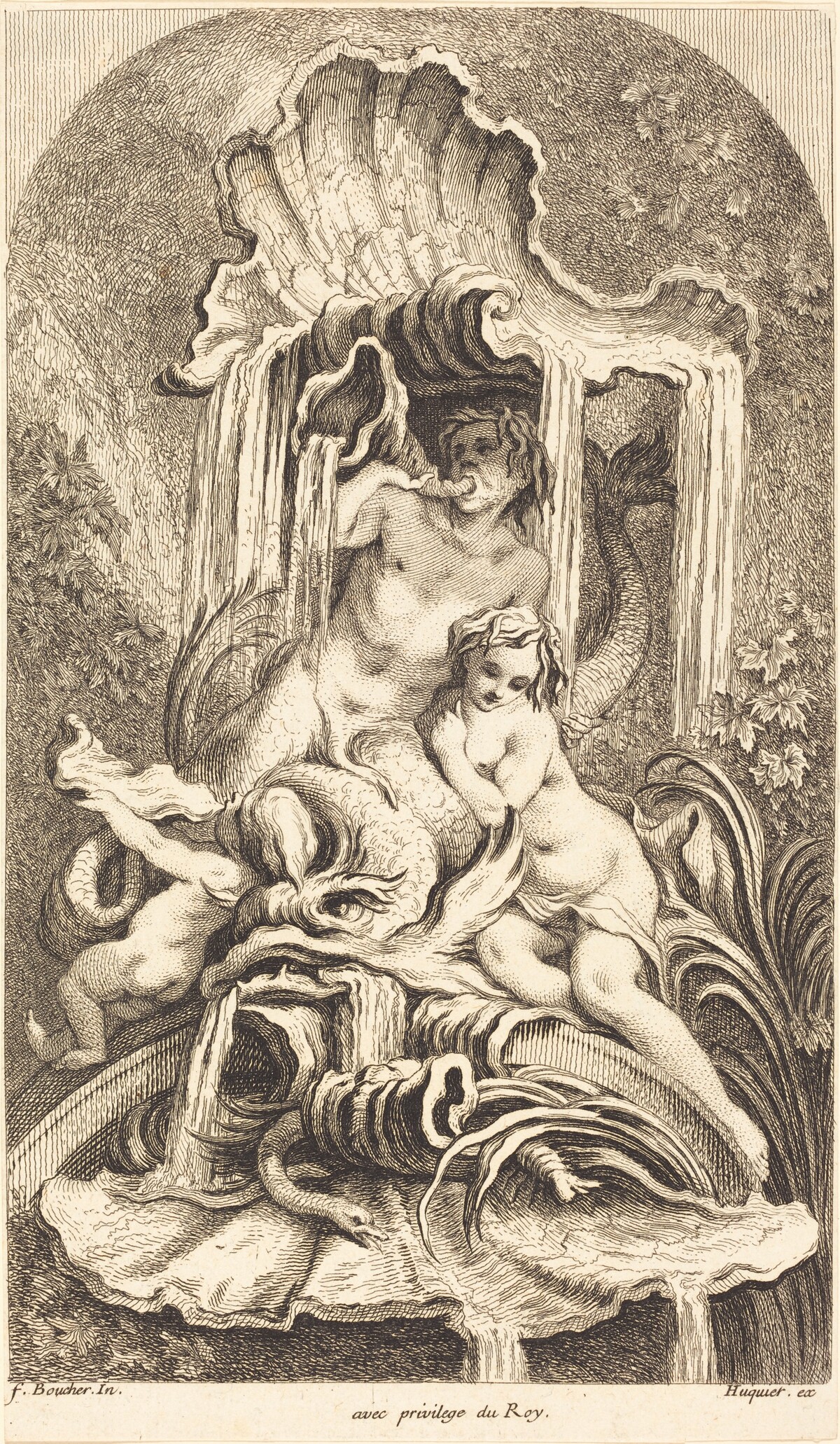 Triton and Nymph by Gabriel Huquier after François Boucher