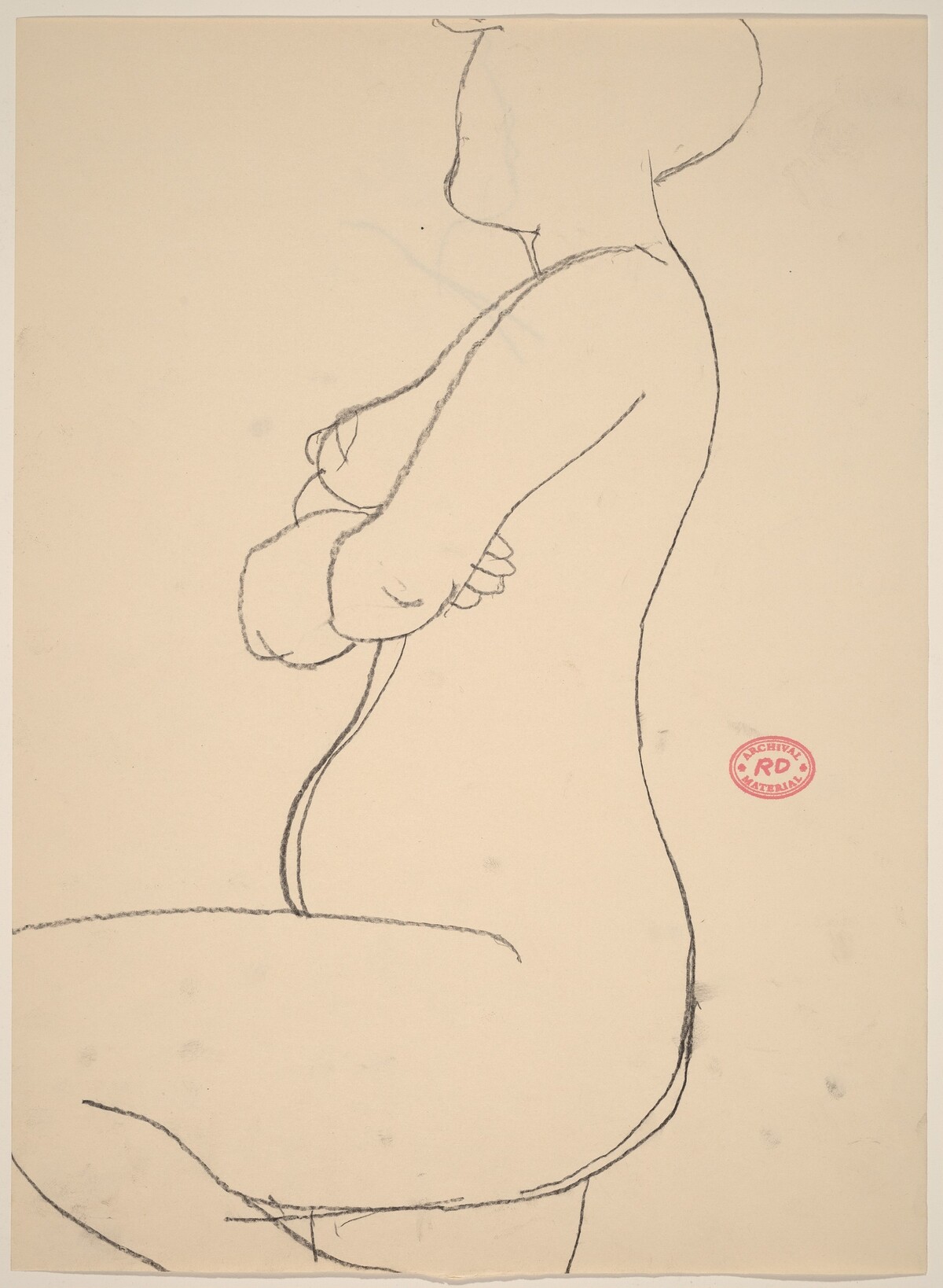 Untitled [side view of a kneeling nude crossing her arms] [recto] by Richard Diebenkorn