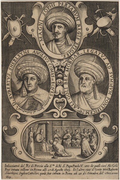 Sir Robert Shirley, With the Shah of Persian and the Papal Legat
