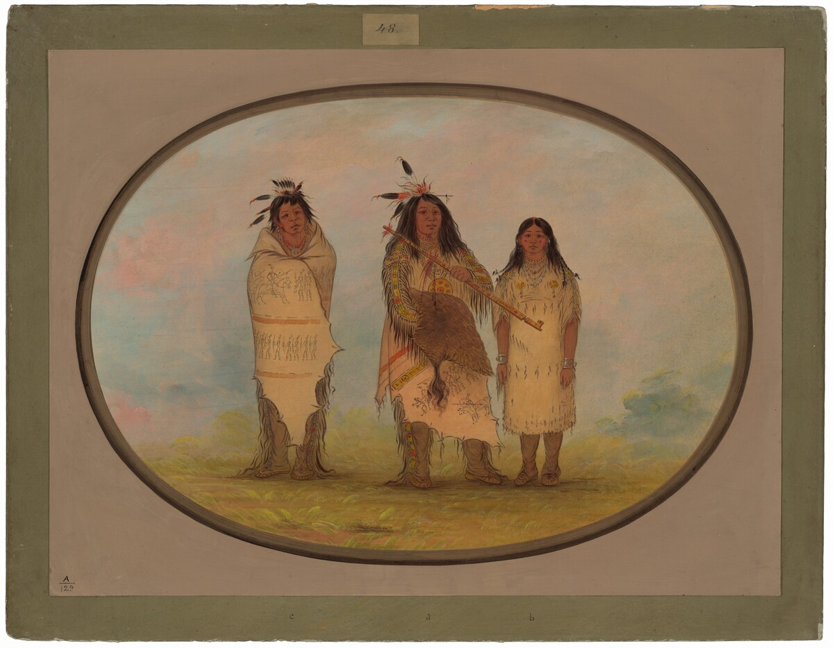 A Cheyenne Chief, His Wife, and a Medicine Man by George Catlin