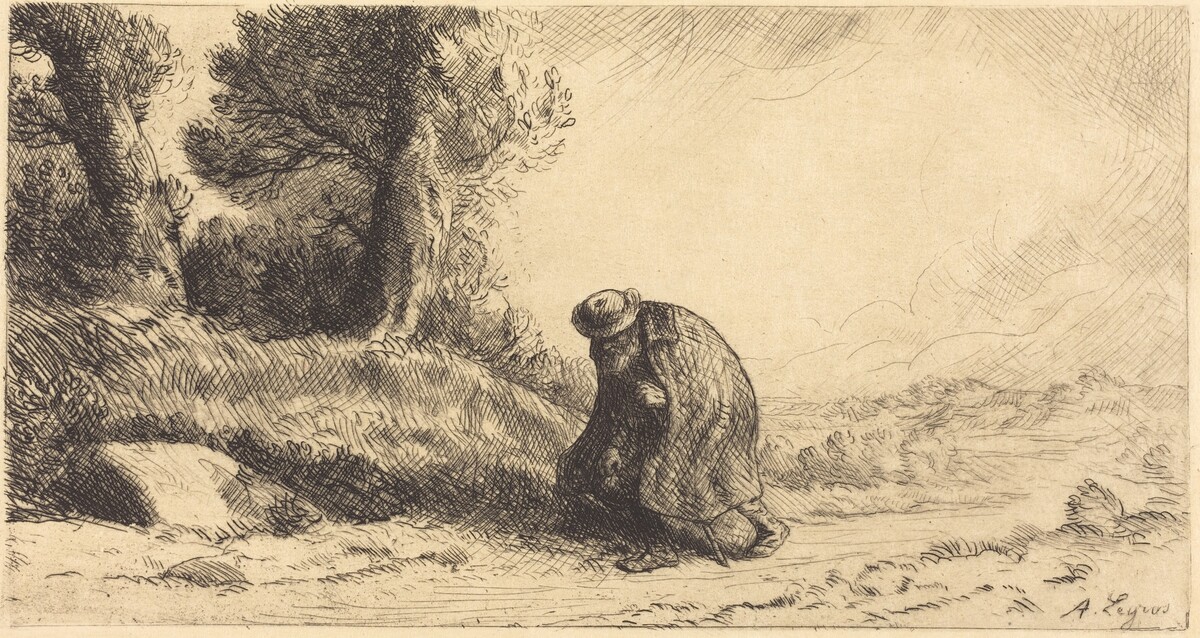 Vagabond Moving along a Lane (Un vagabond passant dans une ruelle) by Alphonse Legros