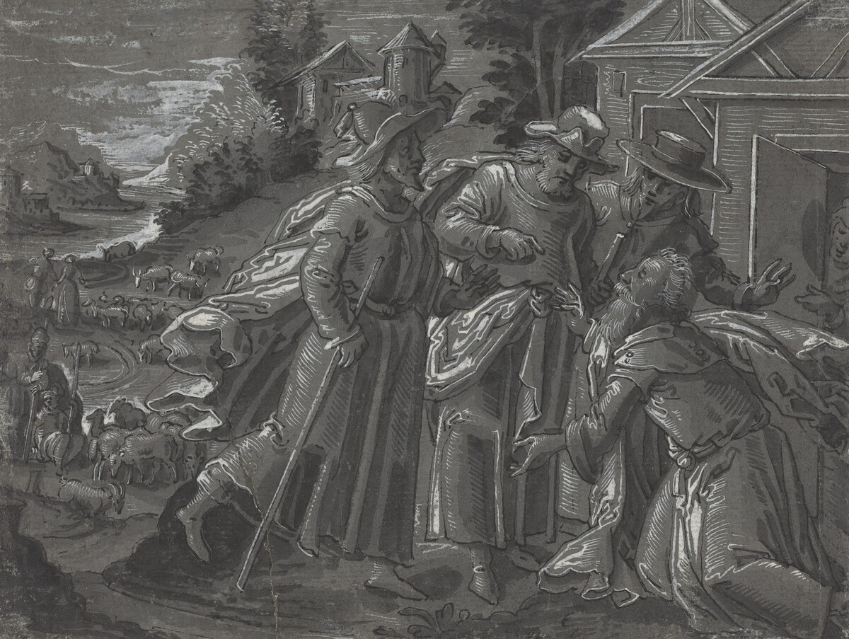 Abraham Entertaining the Angels [verso] by German 16th Century