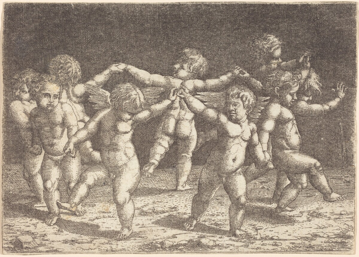 Dance of the Gods of Love by Sebald Beham, after Marcantonio Raimondi, after Raphael