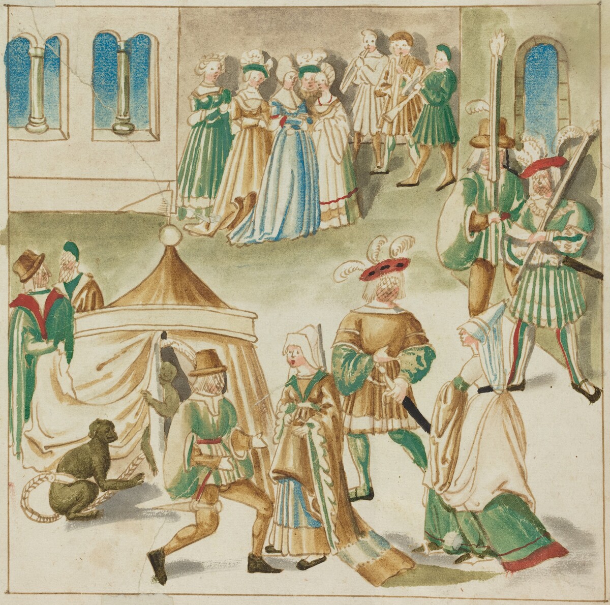 Court Amusements with Two Monkeys by German 16th Century