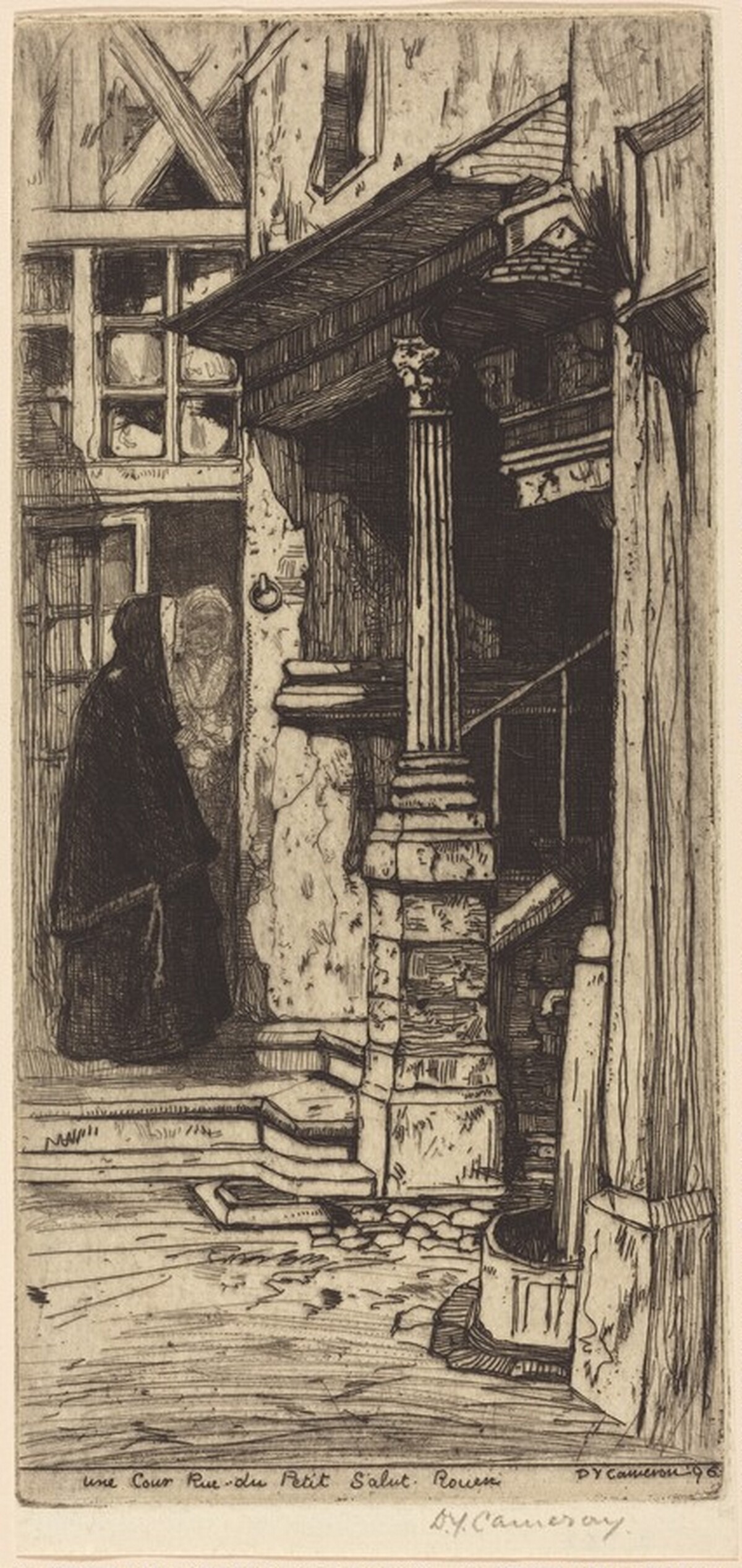 Une Cour, Rue du Petit Salut, Rouen by David Young Cameron