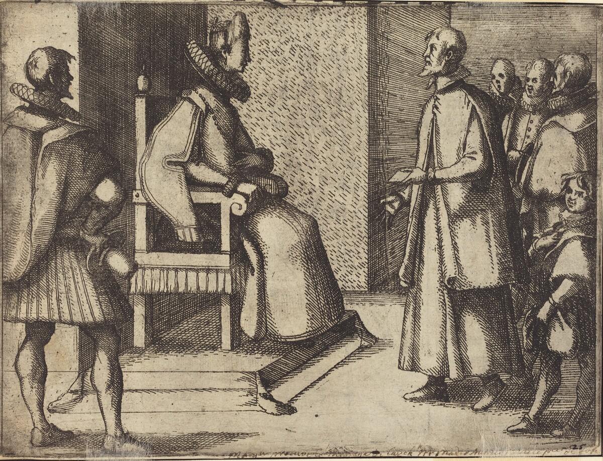 The Envoy of Tuscany thanking the Queen [verso] by Jacques Callot