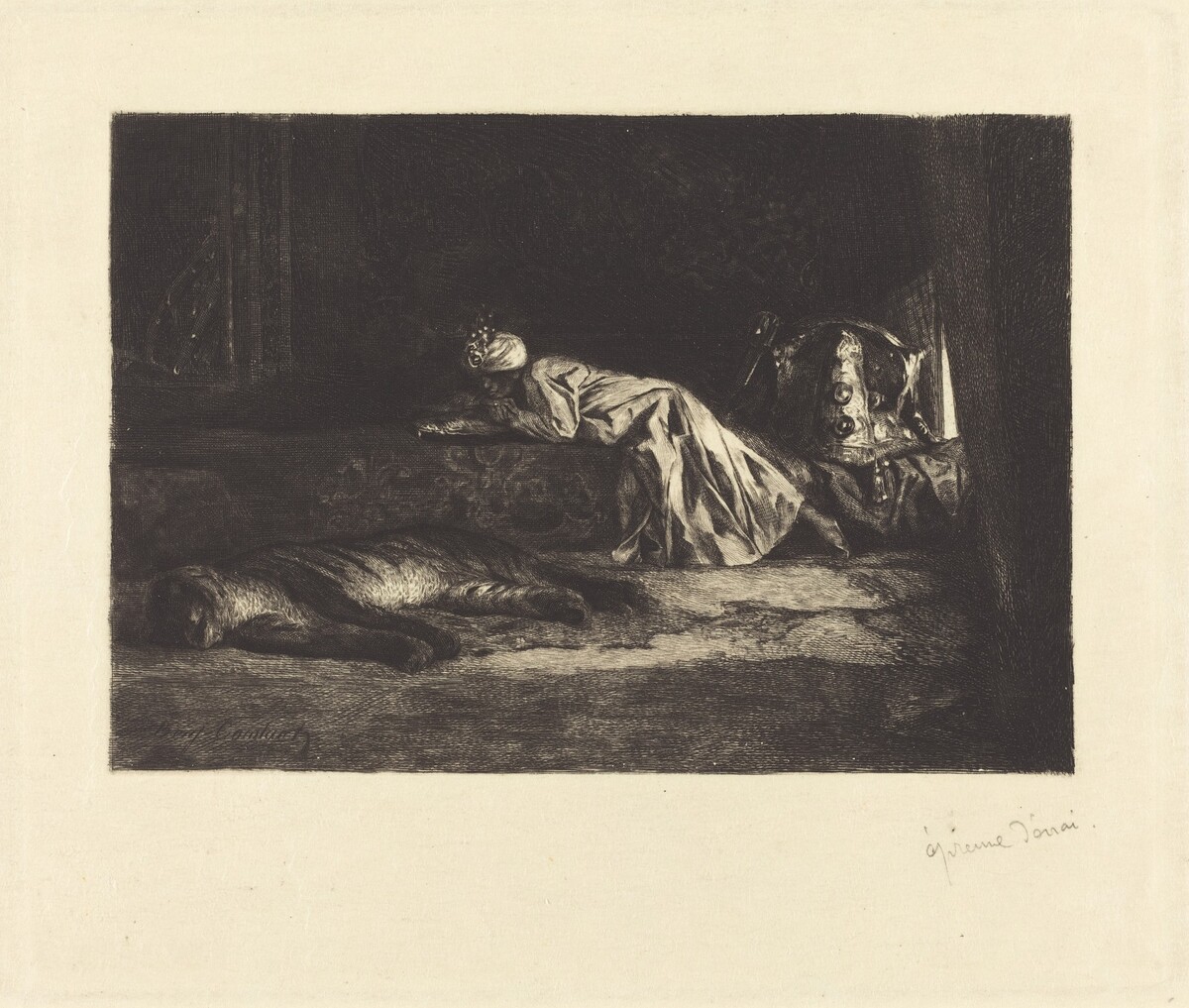 Oriental Interior with Sleeping Tiger by Jean Joseph Benjamin Constant