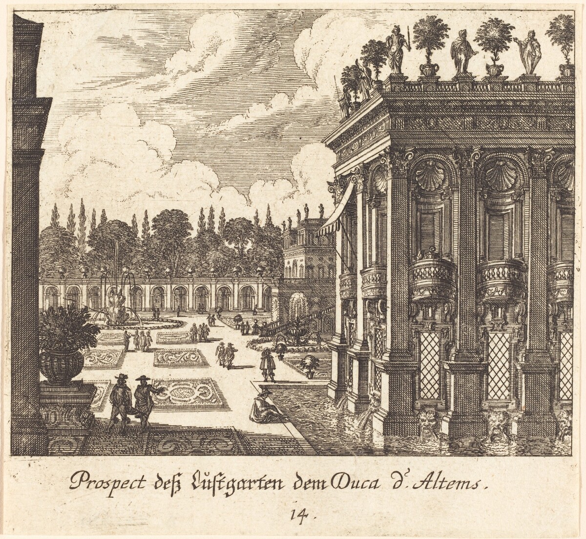 Gardens, Duke d'Altems by Melchior Küsel after Johann Wilhelm Baur