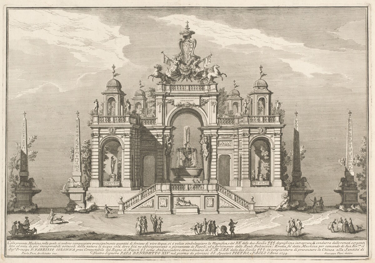 The Seconda Macchina for the Chinea of 1754: An Allegory of Waterworks by Giuseppe Vasi, after Paolo Posi