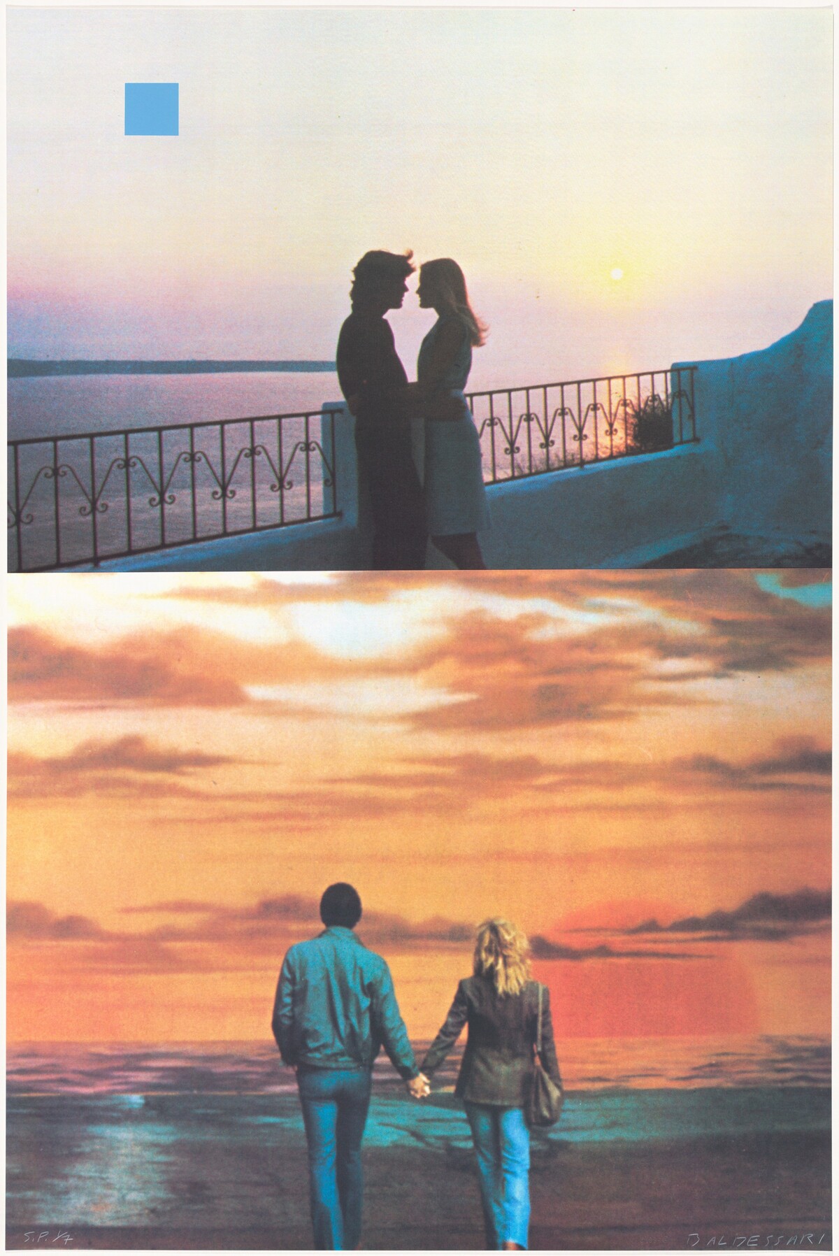 Two Sunsets (One with Square Blue Moon) [special proof] by John Baldessari
