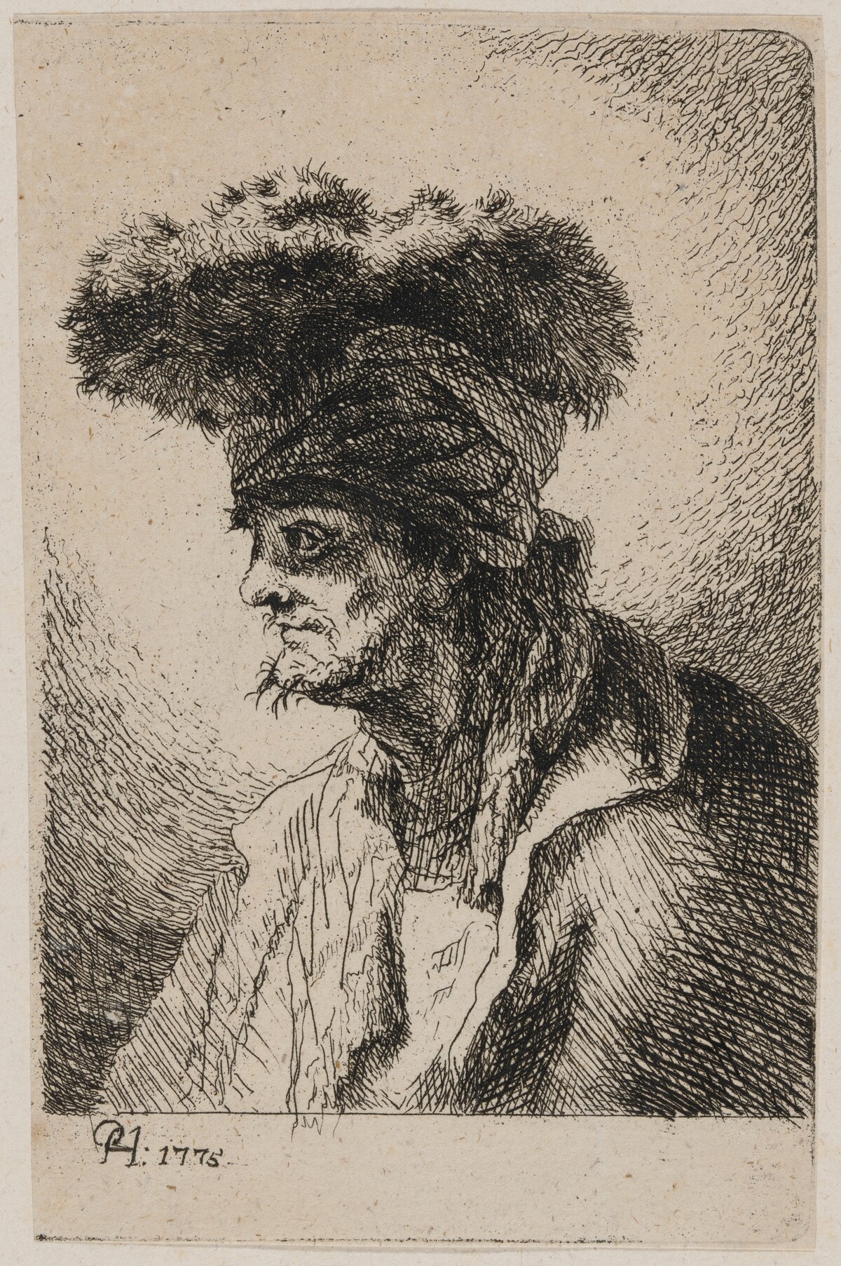Oriental with a Fur Hat, Looking Left by Paul Haubenstricker