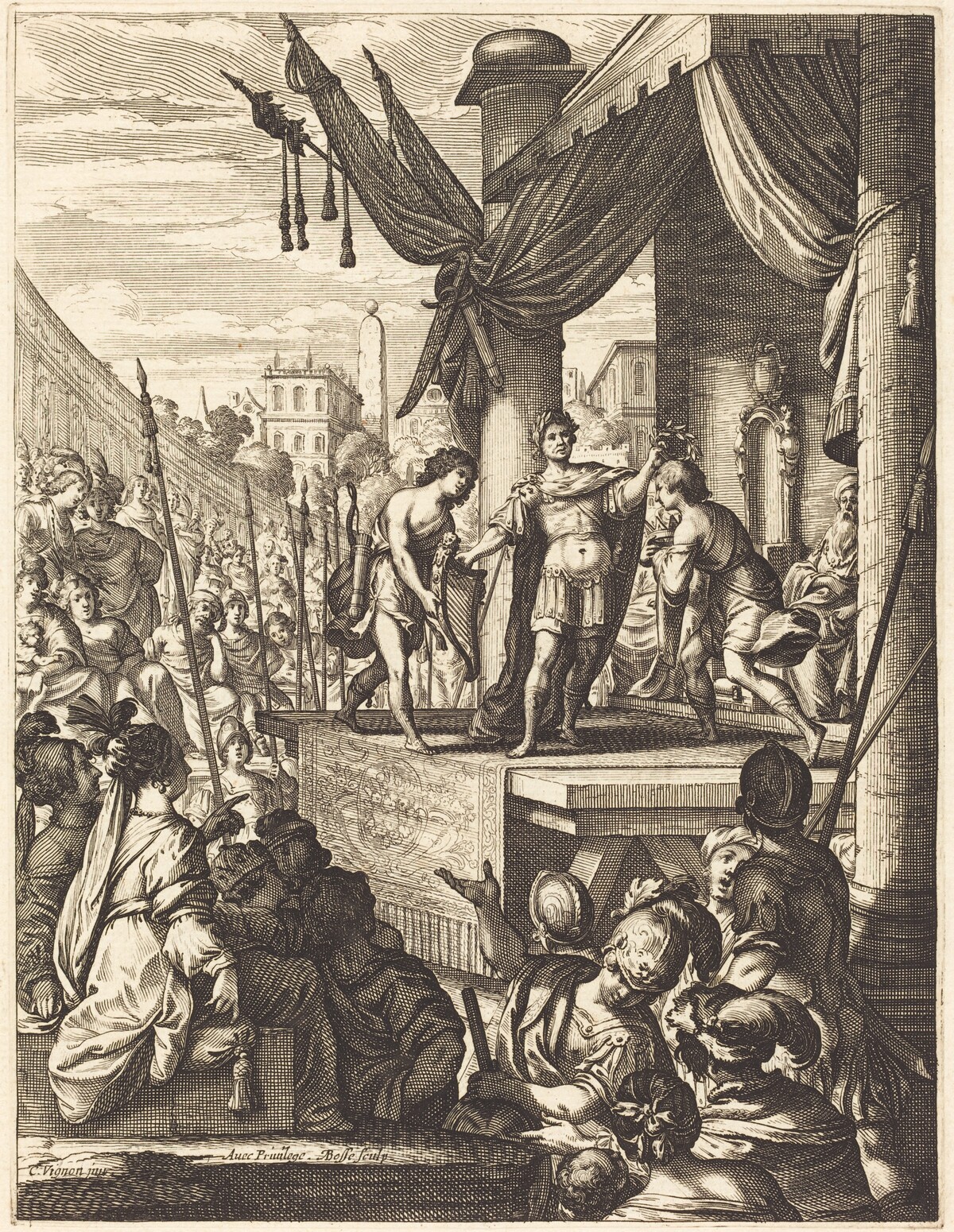 Illustration to Jean Desmarets' "L'Ariane" by Abraham Bosse after Claude Vignon