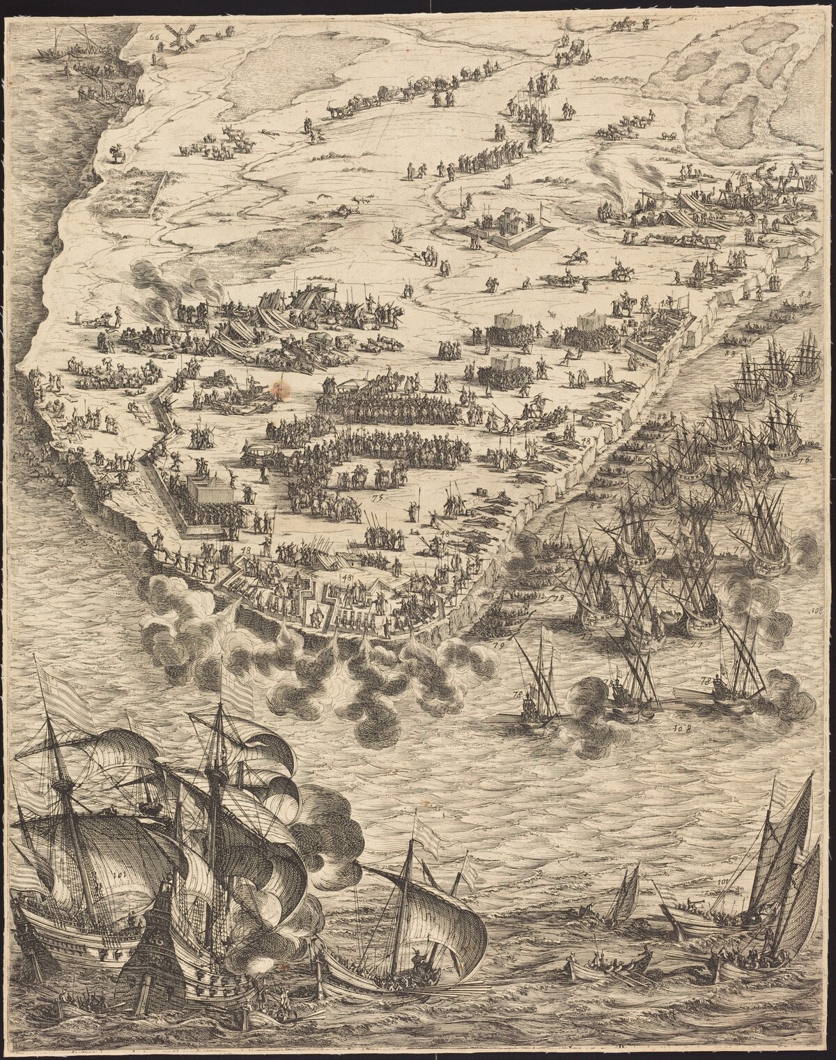 The Siege of La Rochelle [plate 10 of 16; set comprises 1952.8.97-112] by Jacques Callot