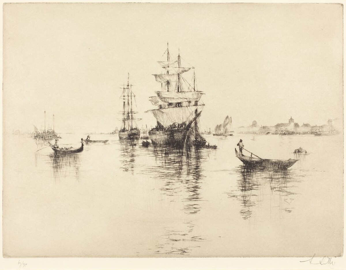 Guidecca Canal by Sidney Mackenzie Litten