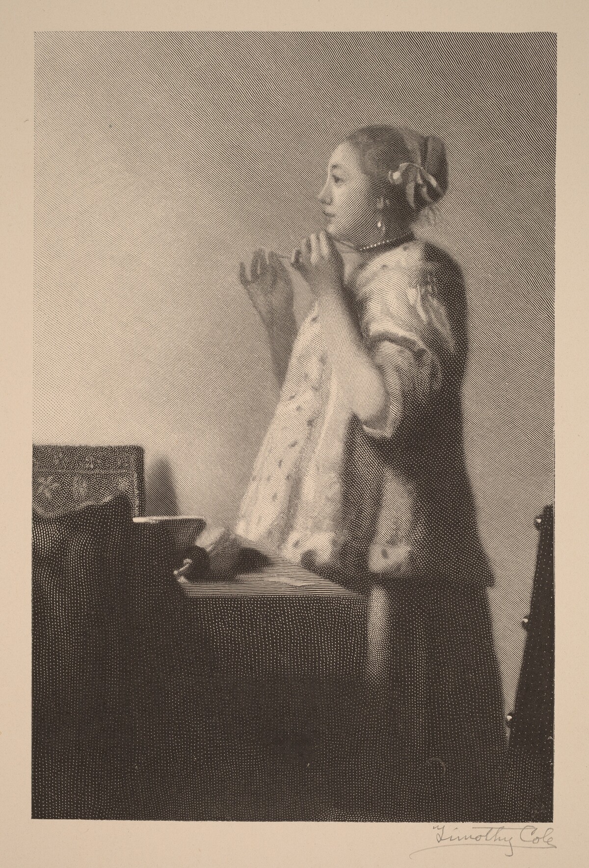 The Pearl Necklace by Timothy Cole after Johannes Vermeer