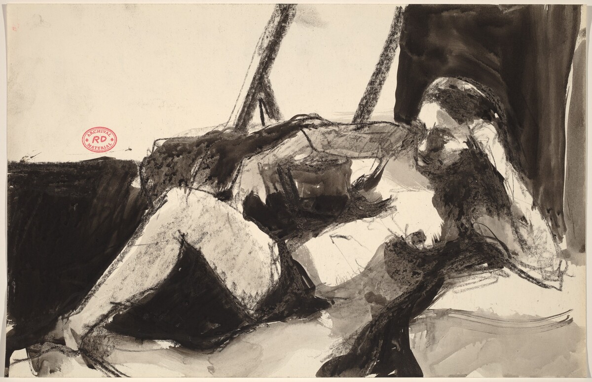 Untitled [reclining nude leaning on her left elbow] by Richard Diebenkorn