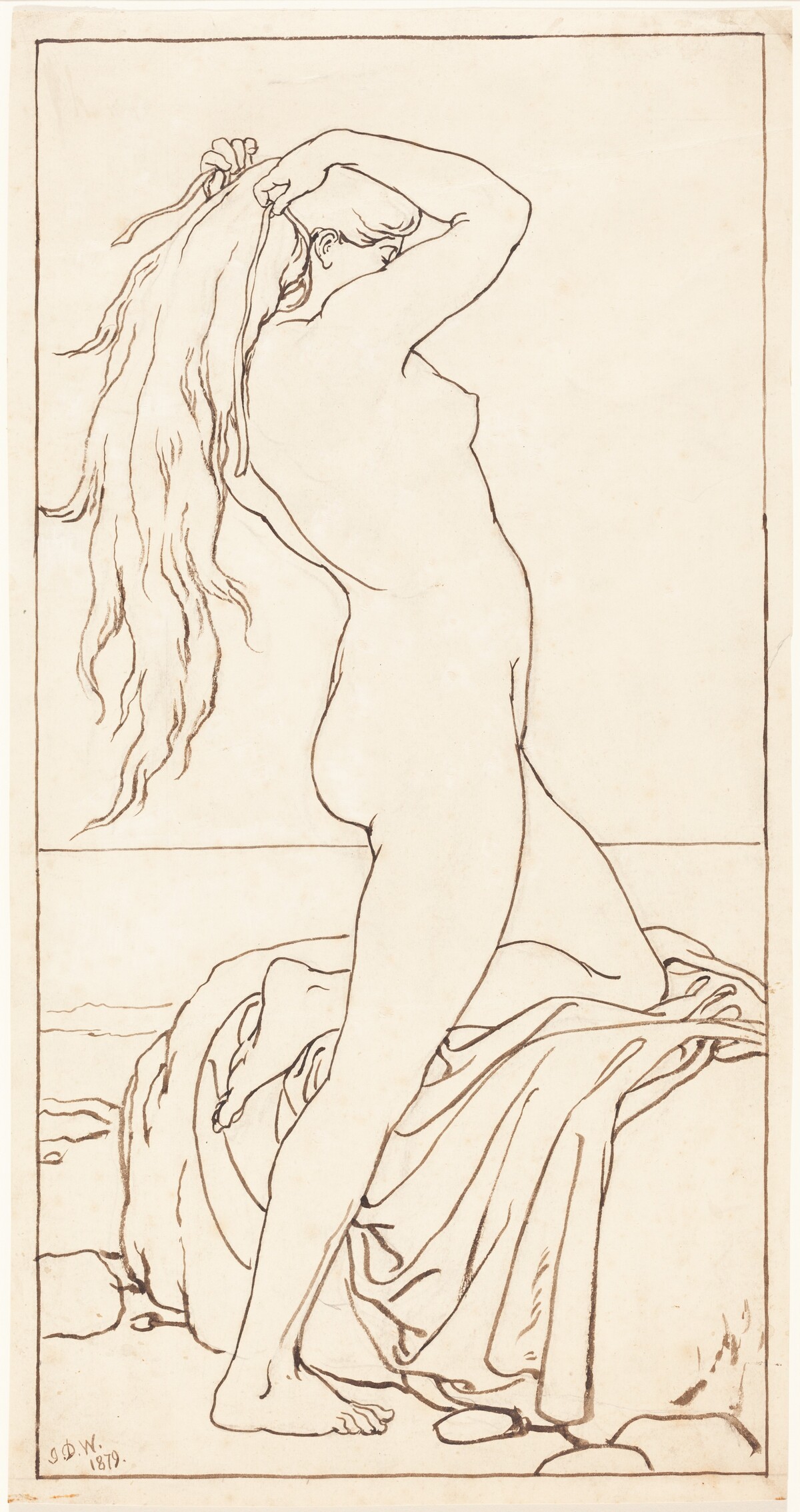 Standing Nude Binding Her Hair by John Dawson Watson