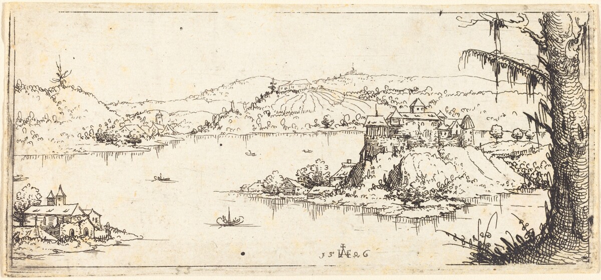 Landscape with a Large Lake at Center by Augustin Hirschvogel