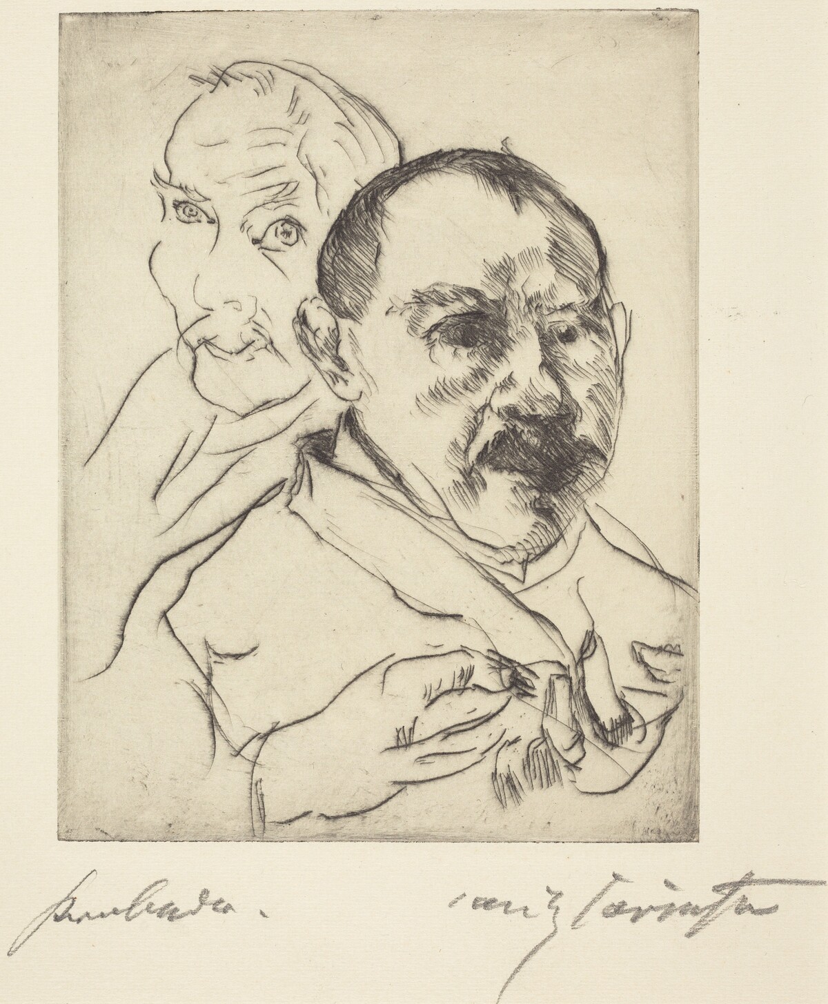 Zwei Männliche Studienköpfe—Selbstbildnisse (Sketch of Two Male Heads—Self-Portraits) by Lovis Corinth