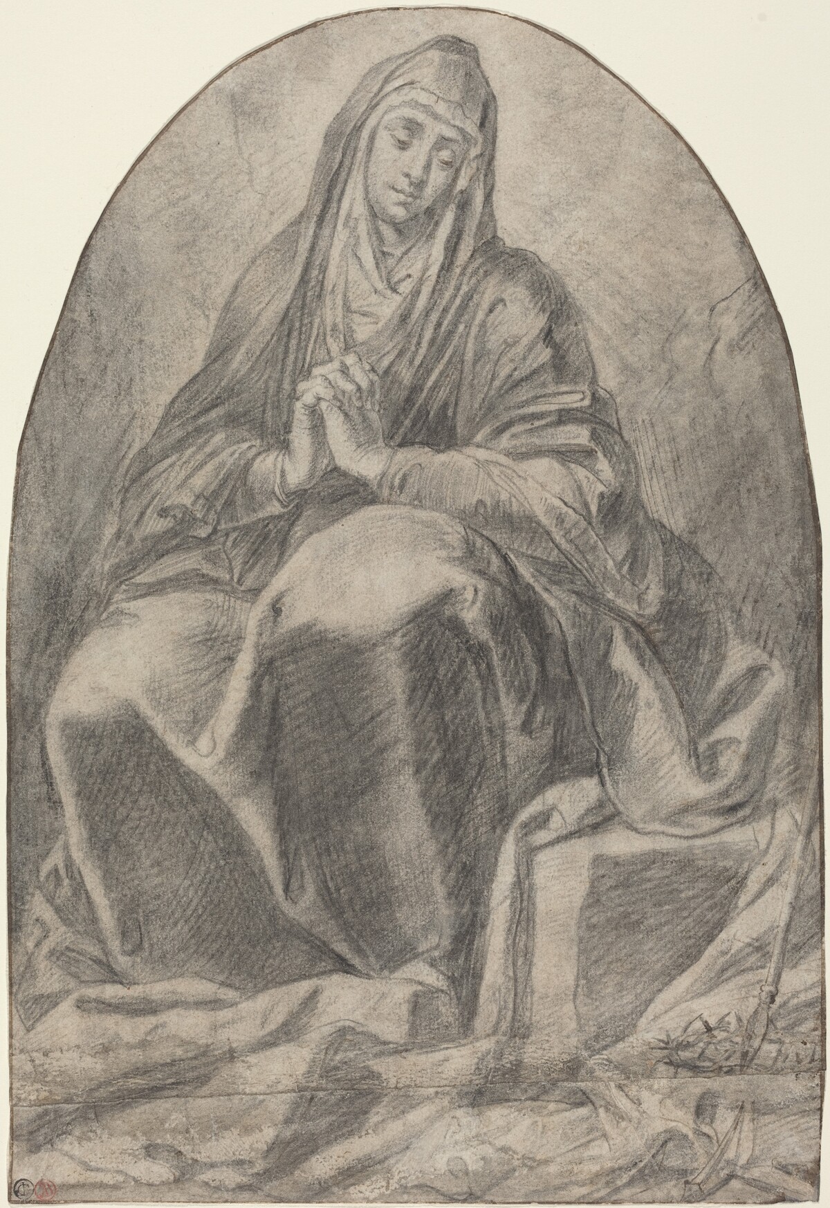The Grieving Virgin Contemplating Instruments of the Passion by French 17th Century