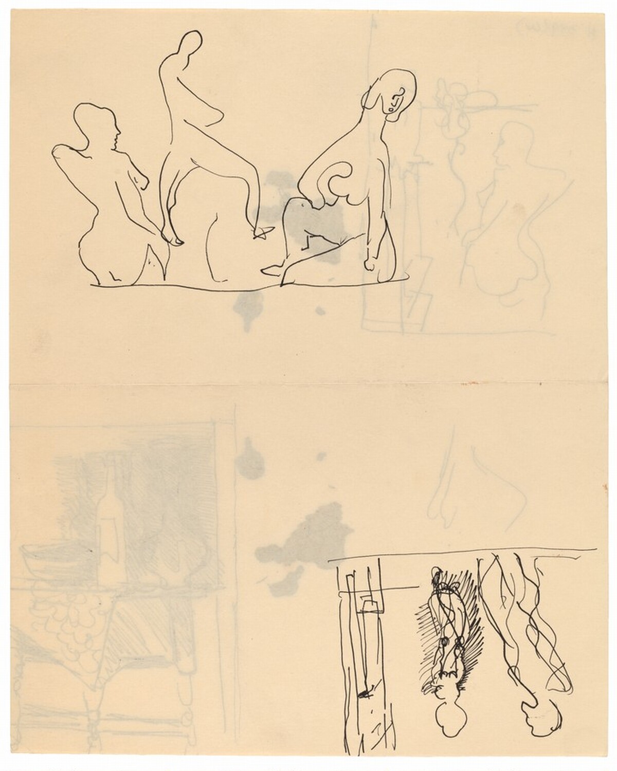 Two Groups of Figure Sketches [recto] by Mark Rothko