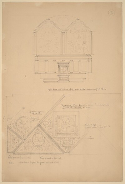 Study of an Altarpiece and Ceiling Panels