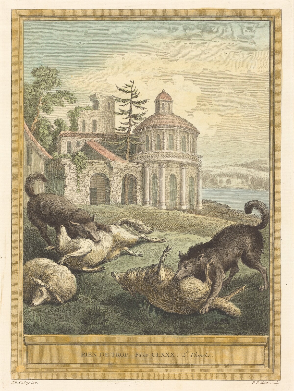 Rien de trop (Nothing in Excess) by Pierre Etienne Moitte after Jean-Baptiste Oudry
