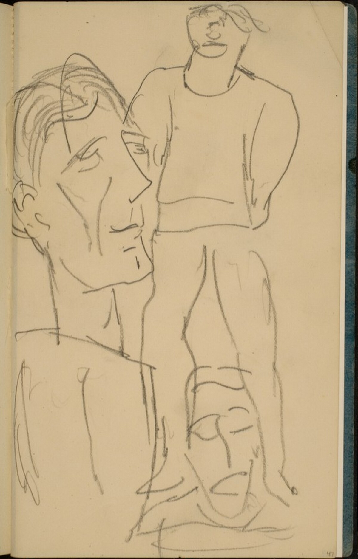 Zwei Figuren und ein Gesicht  (Two Figures and a Face) [p. 47] by Max Beckmann