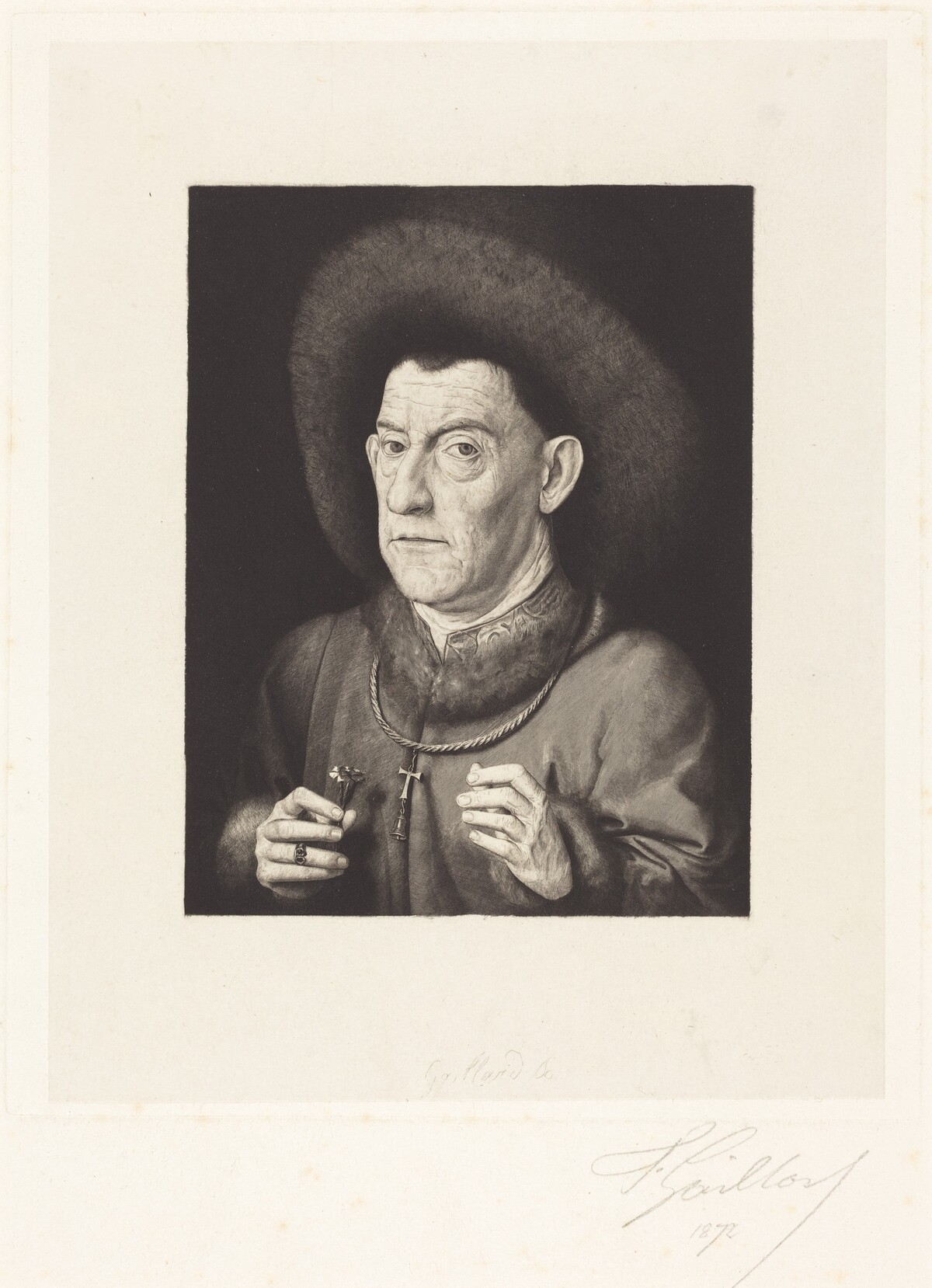 The Man with the Pink by Ferdinand Gaillard after Jan van Eyck
