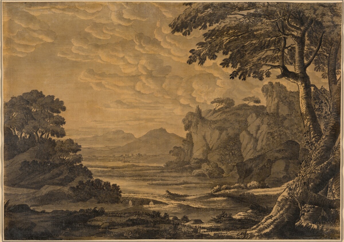 An Extensive River Landscape by Alexander Cozens