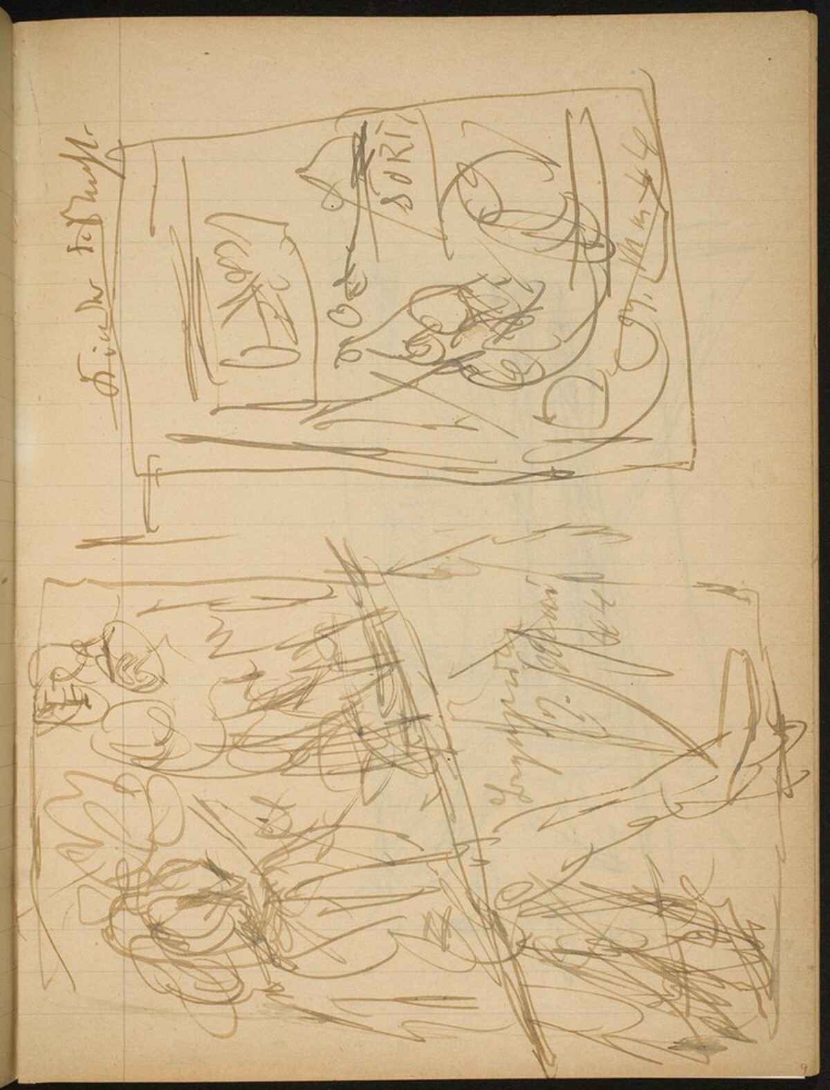 Zwei bezeichnete Skizzen (Two Sketches with Inscriptions) [p. 9] by Max Beckmann