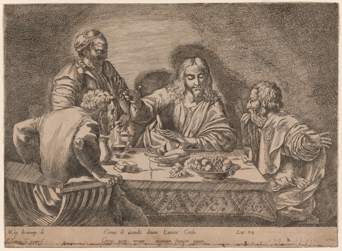 The Supper at Emmaus by Pierre Fatoure and Gabriel Lejeune, after Caravaggio
