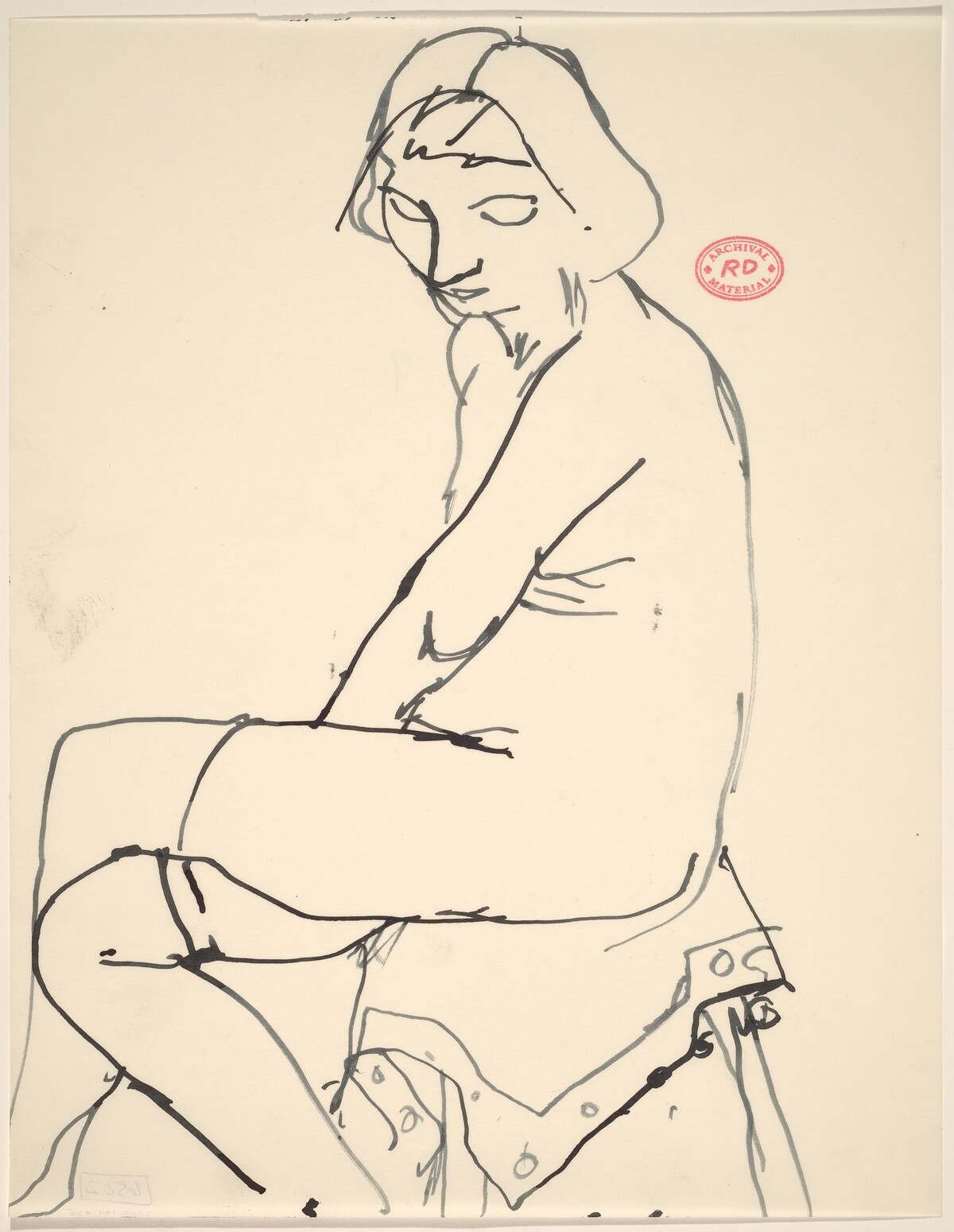 Untitled [seated female nude in stockings with crossed legs] by Richard Diebenkorn