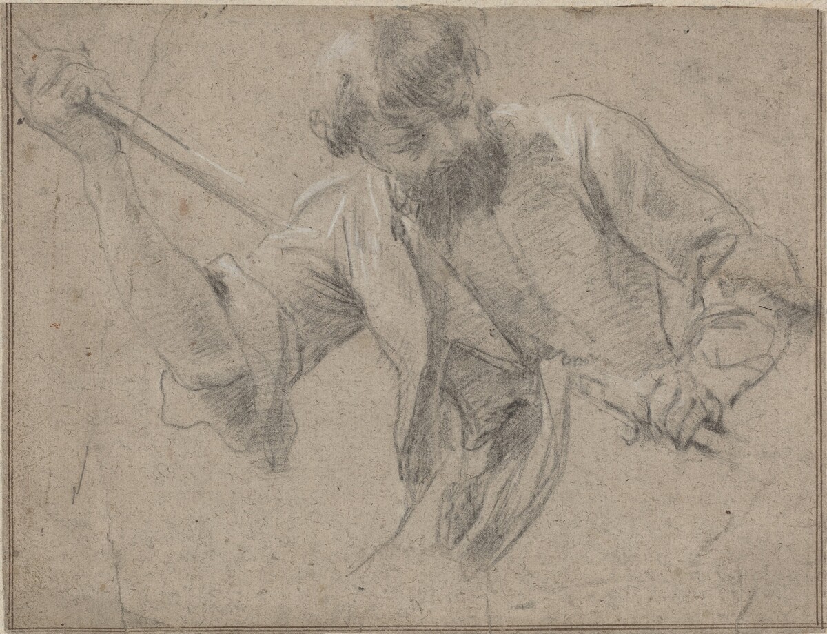 A Bearded Man with a Staff by Attributed to Simon Vouet