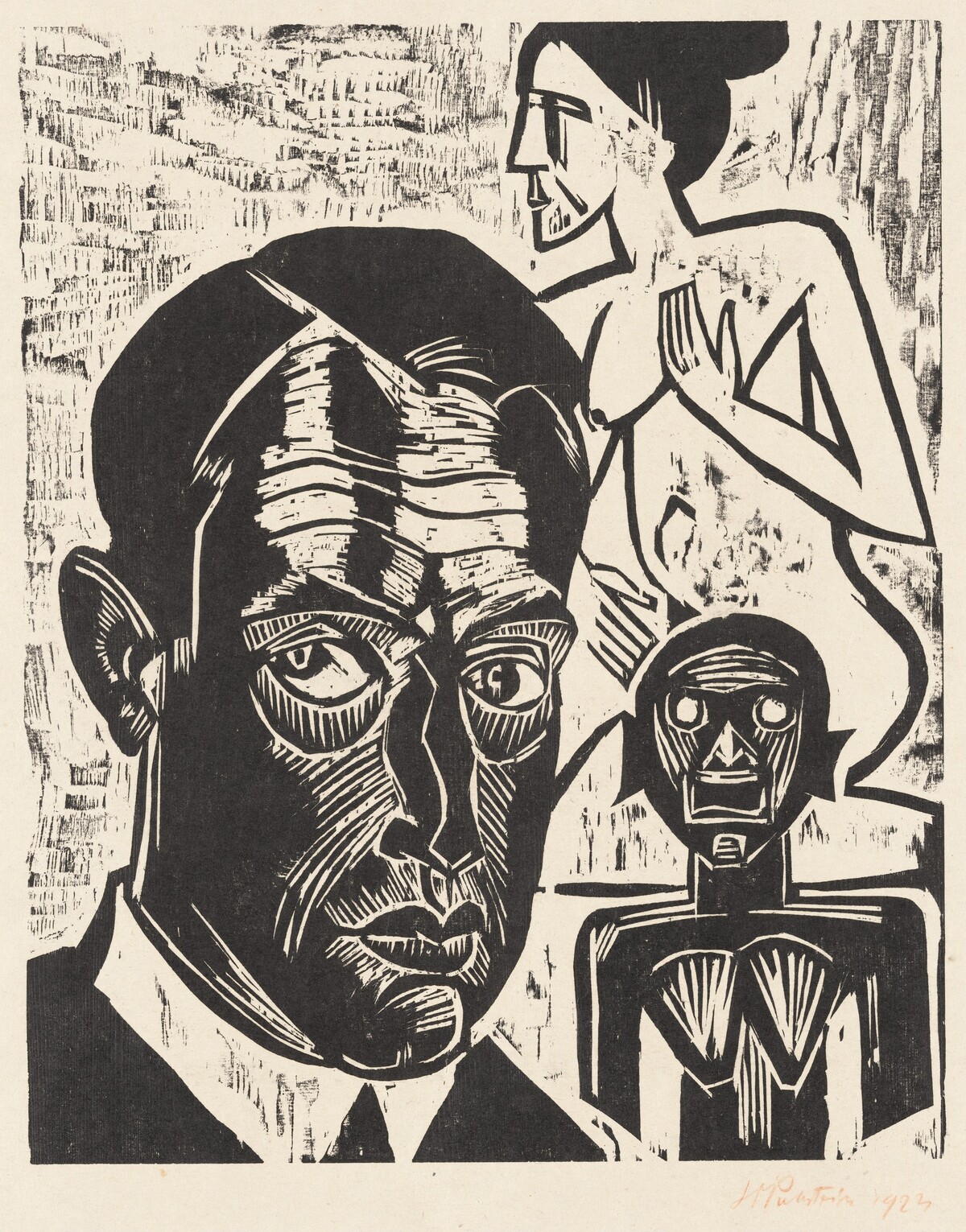 Self-Portrait in Studio (Selbstsildnis im Atelier) by Max Pechstein