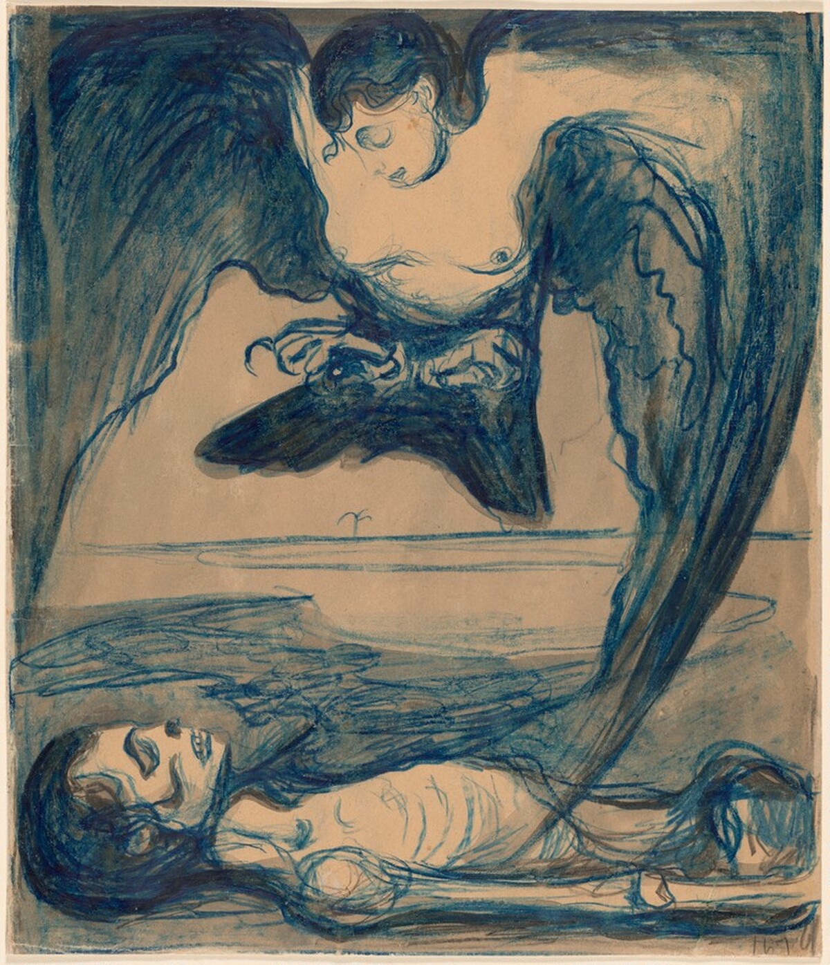 Original Drawing for Quickborn: Harpy by Edvard Munch