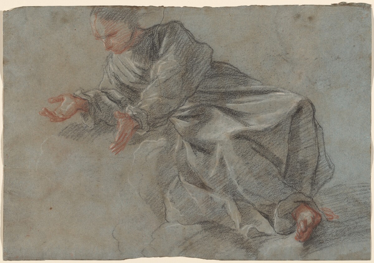 A Monk Seated with Arms Outstretched [Study for the Virgin in the _Vision of Blessed Felice da Cantalice_] by Fra Semplice da Verona