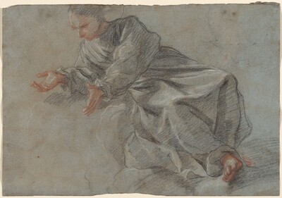 A Monk Seated with Arms Outstretched [Study for the Virgin in the _Vision of Blessed Felice da Cantalice_]
