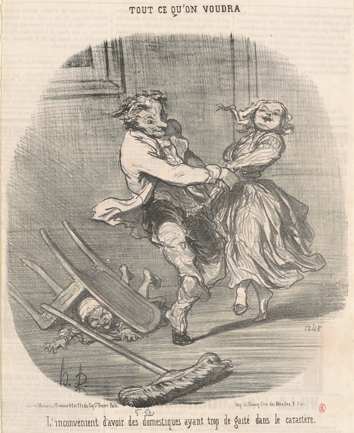 L'inconvénient d'avoir des domestiques ... by Honoré Daumier