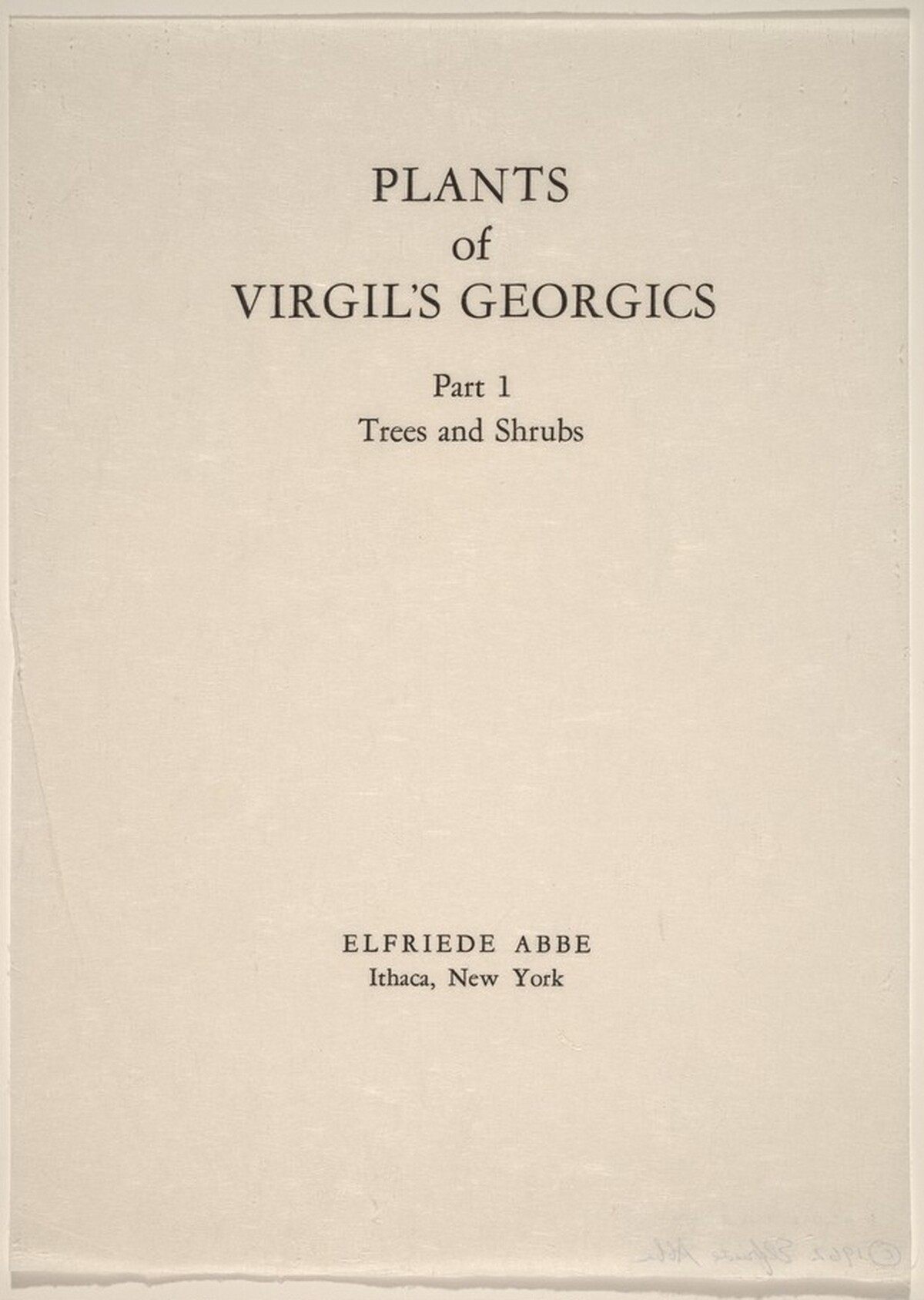 Plants of Virgil's Georgics by Elfriede Martha Abbe