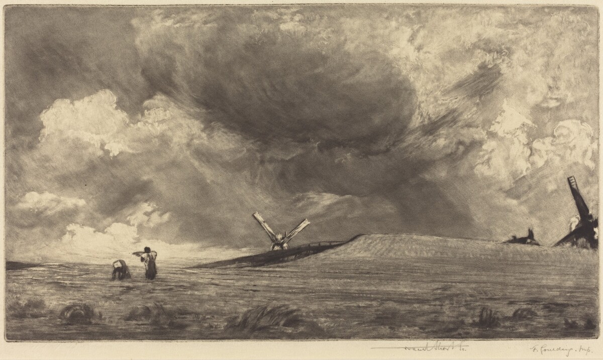 A Sussex Down by Frank Short, after John Constable